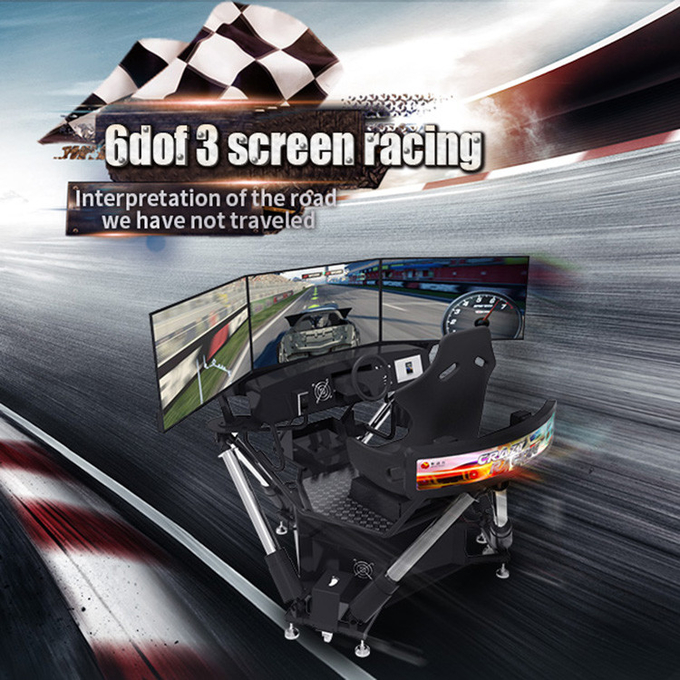 6 Coches de carreras DOF Arcade Equipo de accionamiento dinámico de movimiento 3 Simulador de conducción de pantalla 0