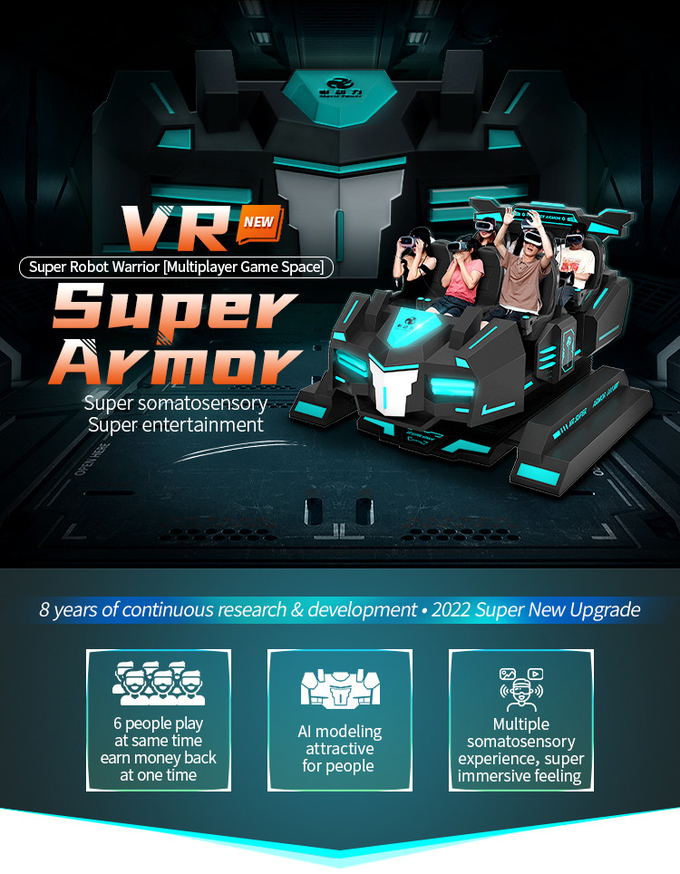 VR Parque temático cine 9d Realidad virtual simulador de montaña rusa 6 asientos VR máquina de juego 0