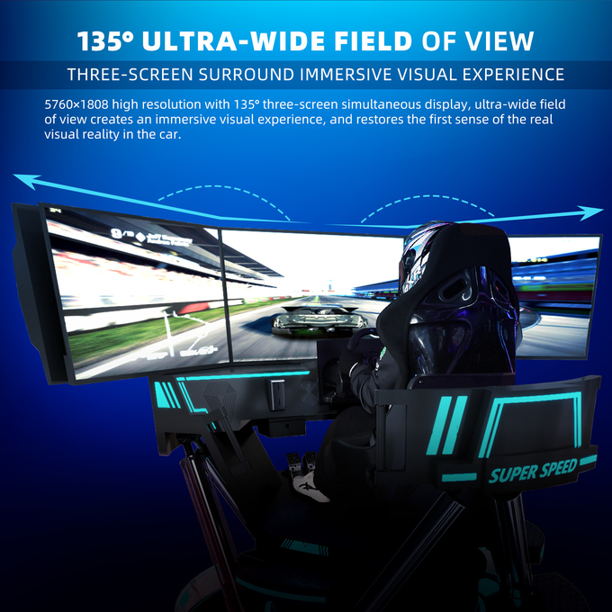 VR 3 pantallas simulador de realidad virtual de carreras de coches 6-Dof Black Car Racing máquina de juego 5d coche de conducción arcade para el centro comercial 5